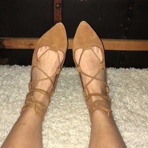 GAP Lace Up Brown Suede Flats Size 10